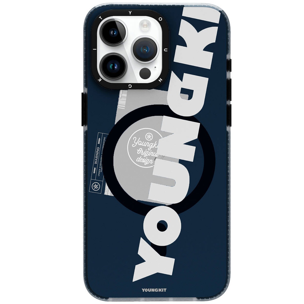 Apple iPhone 15 Pro Max Uyumlu Kılıf M-safe Şarj Özellikli Youngkit Binfen Serisi Yazı Temalı Kapak