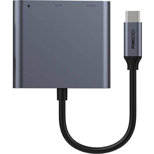 Recci RH05 Type-C to Type-C PD100W + HDMI 4K@30Hz + USB3.0 Bağlantı Özellikli 3in1 Hub