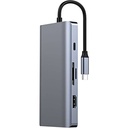 Recci RH09 Type-C to Type-C + SD/TF + USB3.0 + USB2.0 + HDMI + VGA + RJ45 Bağlantılı 9in1 Hub