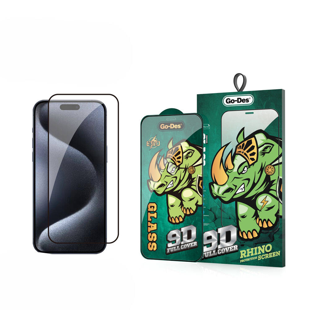 Apple iPhone 15 Pro Max Uyumlu Go Des 9D Full Cover Temperli Cam Ekran Koruyucu