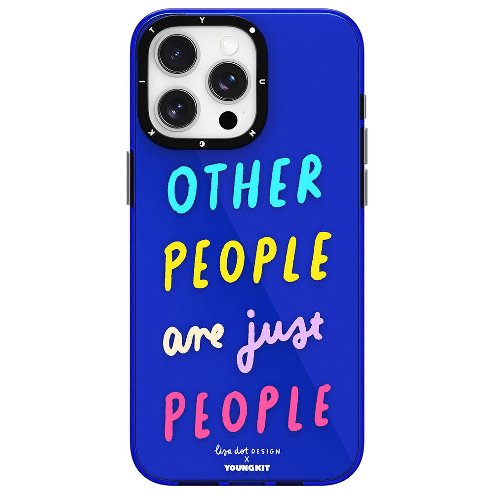 [RNZ-TA97619] Apple iPhone 15 Pro Uyumlu Kılıf Yazı Desenli Youngkit Mindfulness Serisi Kapak (Mavi)