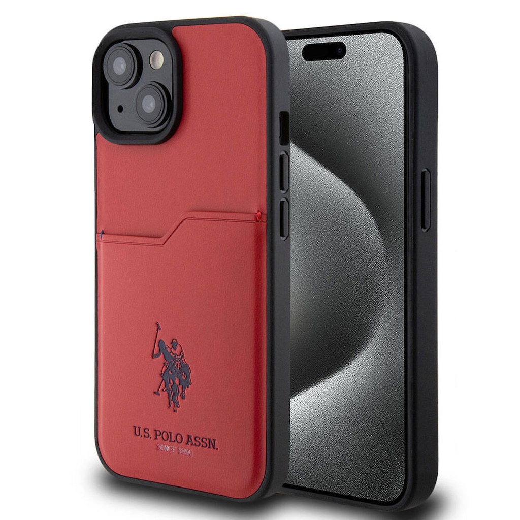 Apple iPhone 15 Uyumlu Kılıf U.S. Polo Assn. Orjinal Lisanslı Baskı Logolu PU Kartlıklı Kapak