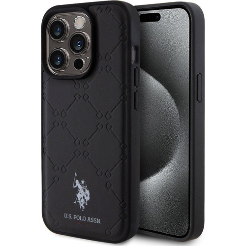 Apple iPhone 15 Pro Uyumlu Kılıf U.S. Polo Assn. Orjinal Lisanslı HS Desenli Baskı Logolu Suni Deri Kapak