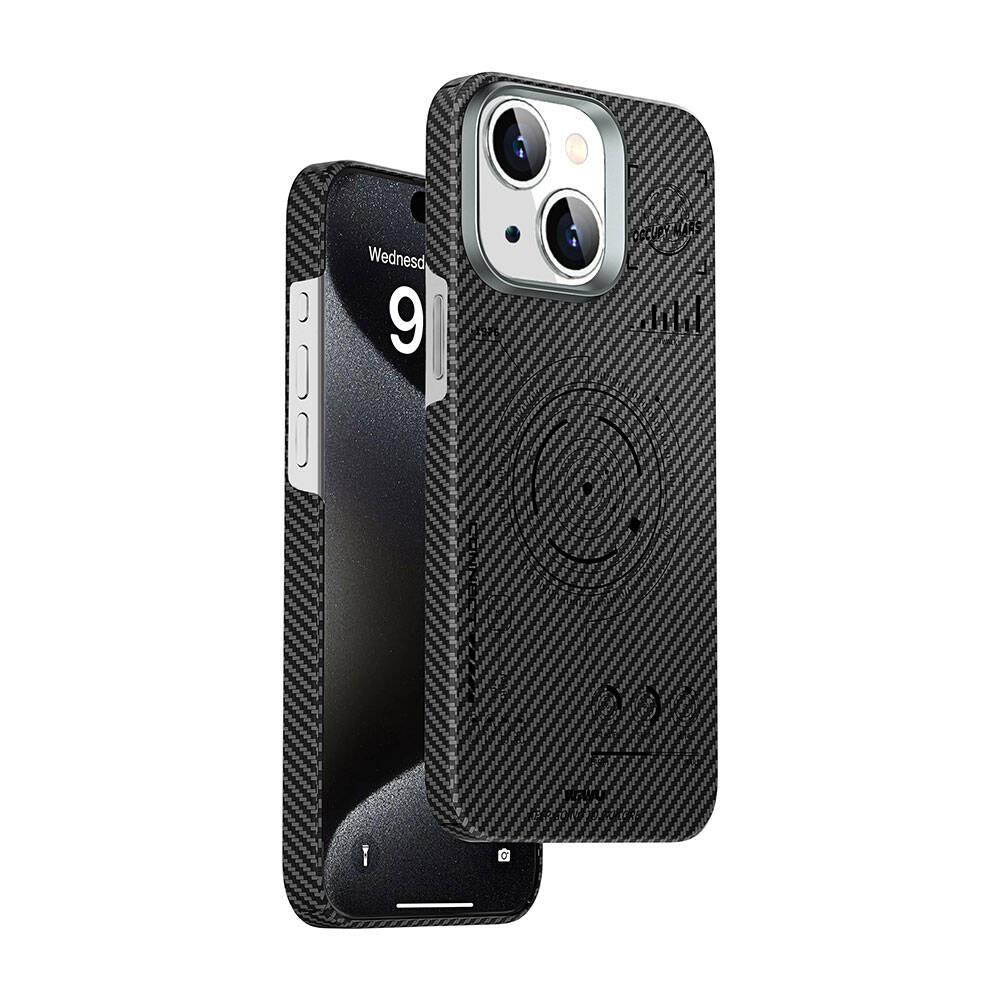 [RNZ-TA97654] Apple iPhone 15 Uyumlu Kılıf Wiwu HHX-016 Karbon Fiber 600D Mars Kevlar Kapak