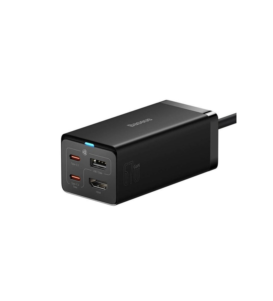 Baseus GaN5 Pro 67W Telefon Tablet Macbook Pro Masa Üstü Hızlı Şarj + HUB ( HDMI + Type-C + Usb-A Data )
