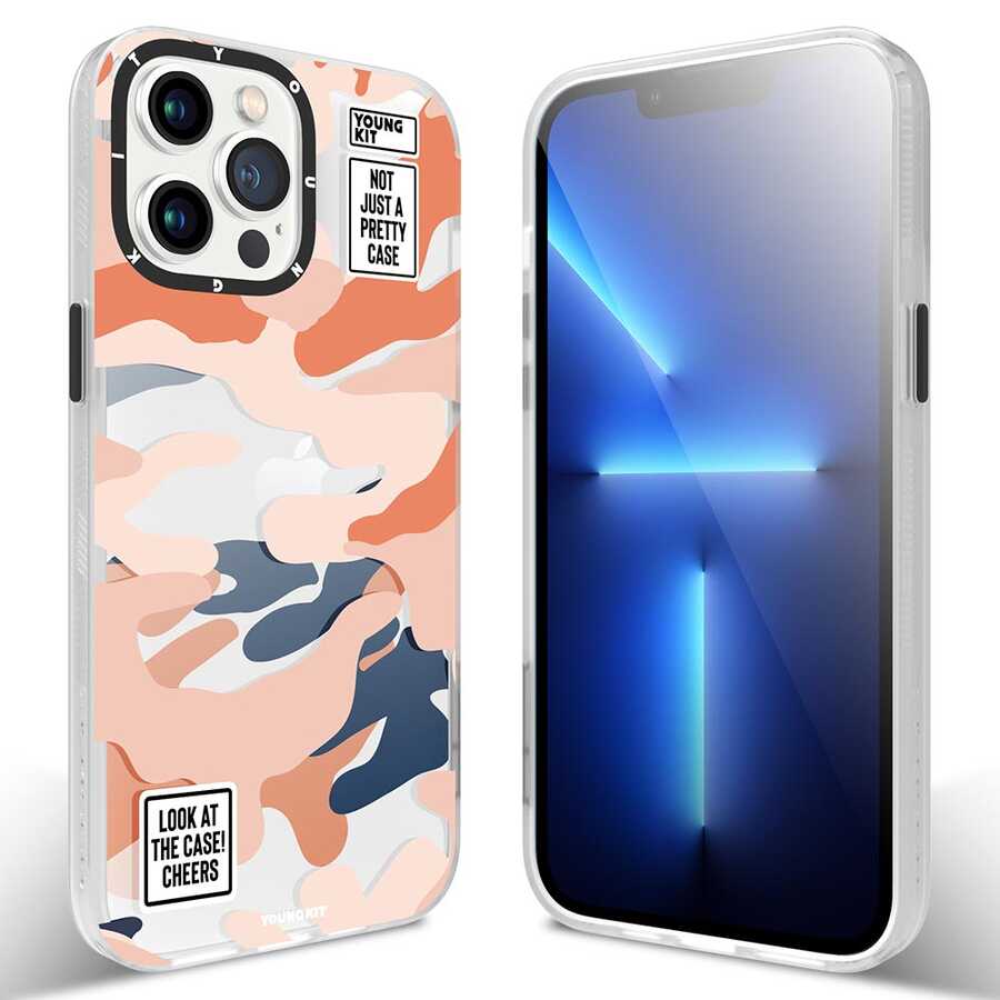 Apple iPhone 13 Pro Max Uyumlu Kılıf YoungKit Kamuflaj Serisi Kapak