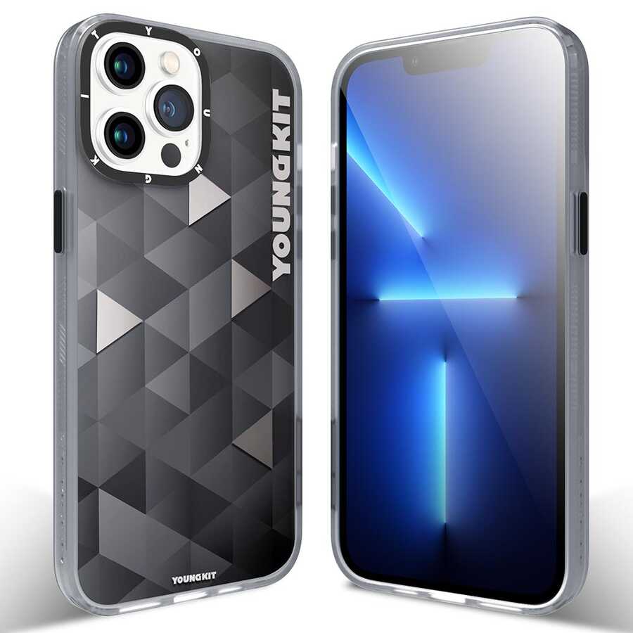 [RNZ-TA71729] Apple iPhone 13 Pro Max Uyumlu Kılıf YoungKit Klasik Serisi Kapak (CL004 Triangle)