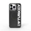 Apple iPhone 15 Pro Uyumlu Kılıf M-safe Şarj Özellikli I Love Turkey Yazı Desenli Wiwu Turkey E Serisi Kapak