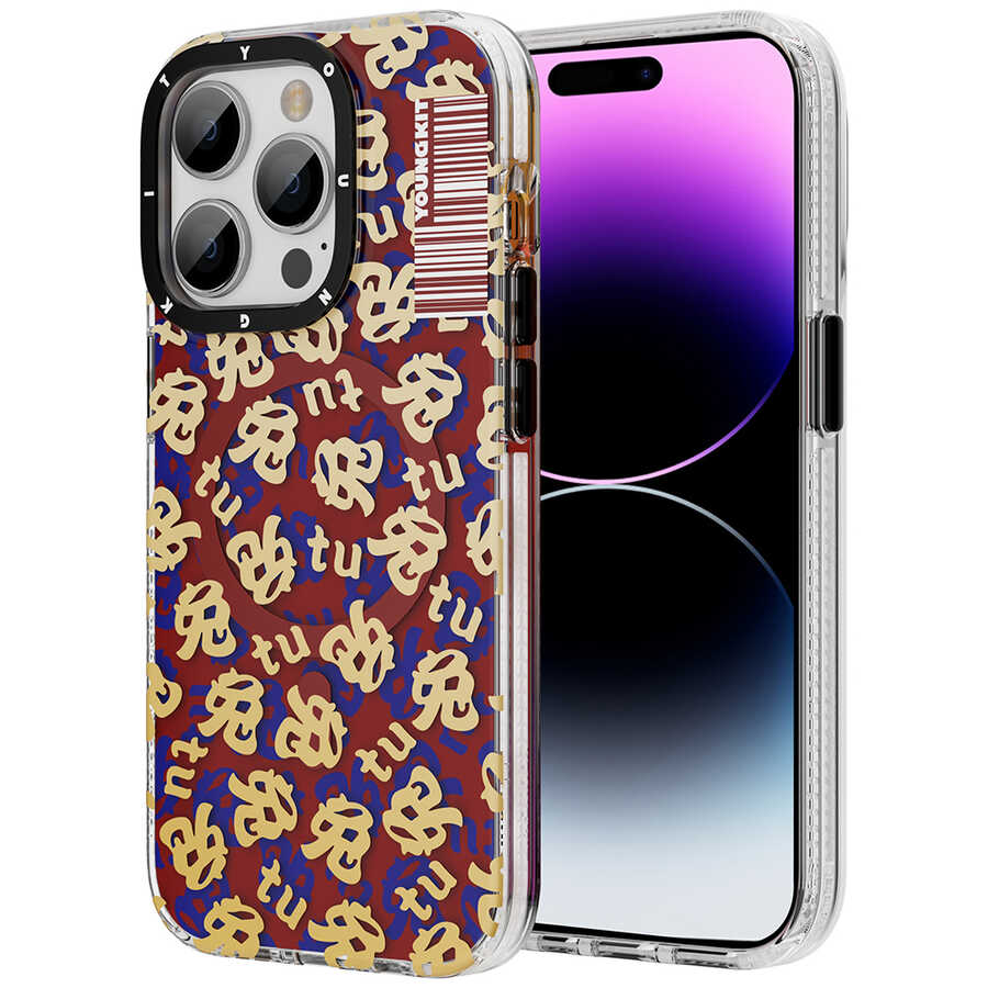 Apple iPhone 14 Pro Uyumlu Kılıf M-safe Şarj Özellikli Youngkit Play Rabbit Serisi Kapak