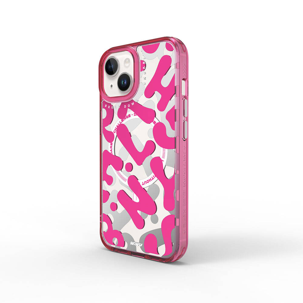 Apple iPhone 15 Uyumlu Kılıf M-safe Şarj Özellikli Boya Desenli Wiwu Fluorescent G Serisi Kapak