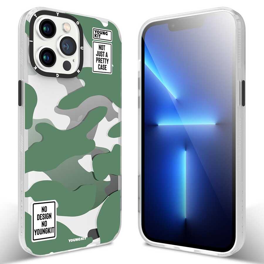 Apple iPhone 12 Pro Max Uyumlu Kılıf YoungKit Kamuflaj Serisi Kapak