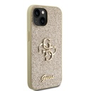 Apple iPhone 15 Uyumlu Kılıf Guess Orjinal Lisanslı 4G Büyük Metal Logolu Glitter Kapak