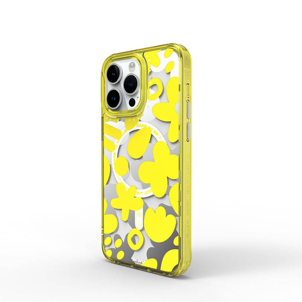 Apple iPhone 15 Pro Max Uyumlu Kılıf M-safe Şarj Özellikli Boya Desenli Wiwu Fluorescent G Serisi Kapak