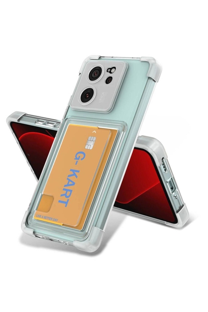 Xiaomi Mi 13T Pro Uyumlu Kılıf Airbag Tasarımlı Şeffaf Kartlıklı Zore G-Kart Kapak