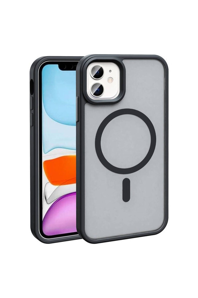 [RNZ-TA105963] Apple iPhone 12 Uyumlu Kılıf M-safe Şarj Özellikli Mat Arka Yüzey Zore Sio Kapak (Siyah)