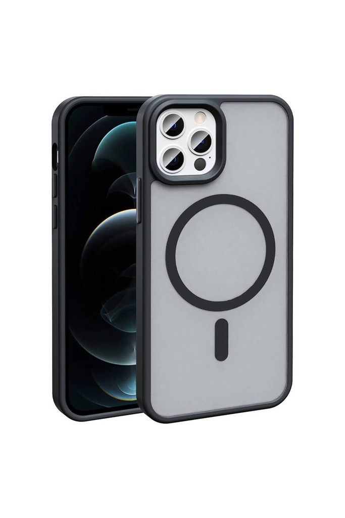 [RNZ-TA105971] Apple iPhone 12 Pro Uyumlu Kılıf M-safe Şarj Özellikli Mat Arka Yüzey Zore Sio Kapak (Siyah)