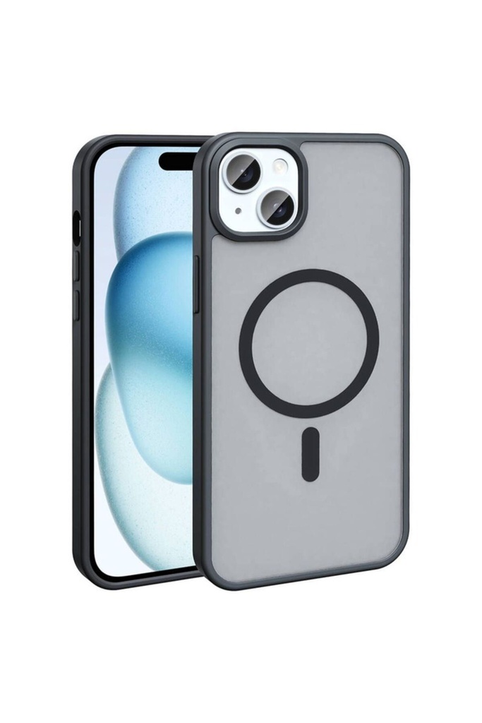[RNZ-TA105998] Apple iPhone 15 Plus Uyumlu Kılıf M-safe Şarj Özellikli Mat Arka Yüzey Zore Sio Kapak (Siyah)