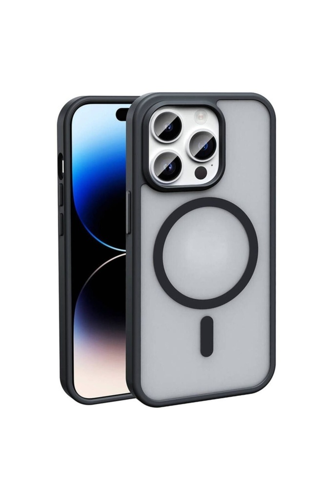 [RNZ-TA106011] Apple iPhone 14 Pro Max Uyumlu Kılıf M-safe Şarj Özellikli Mat Arka Yüzey Zore Sio Kapak (Siyah)