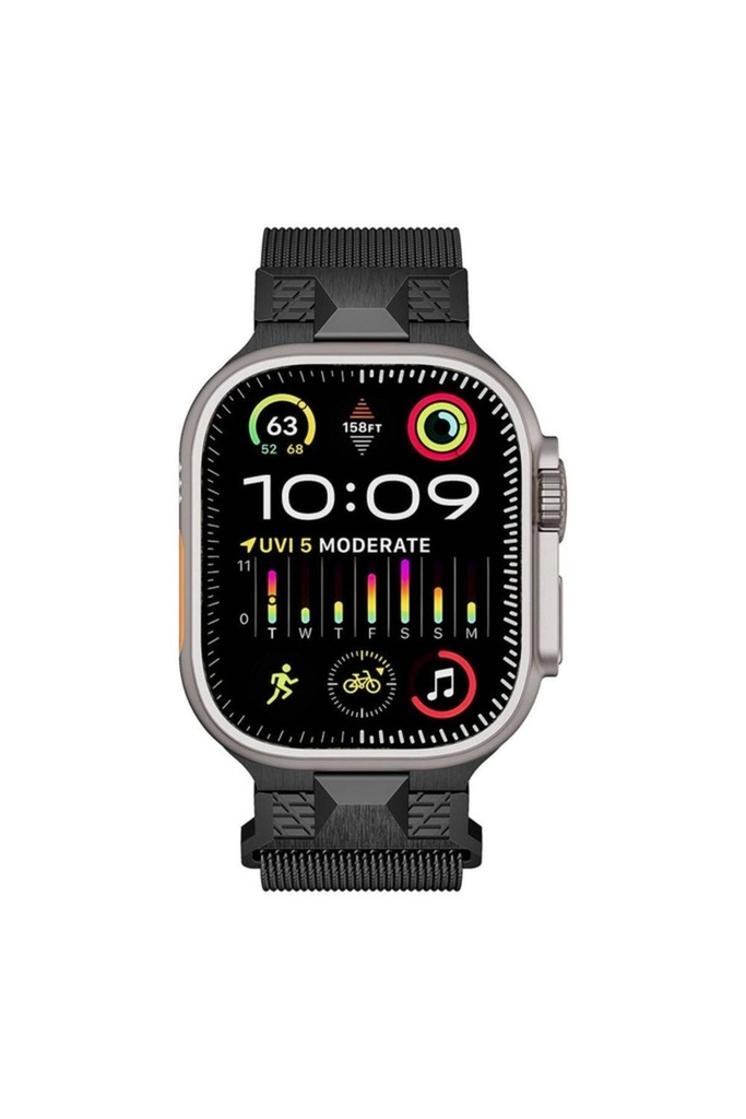 [RNZ-TA106065] Apple Watch Ultra 49mm Uyumlu Zore KRD-107 Metal Hasır Kordon (Siyah)