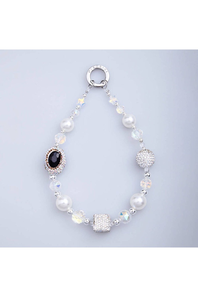 Picocici Elmas Taş Tasarımlı Oval Pearl Telefon Bilek Askı İpi