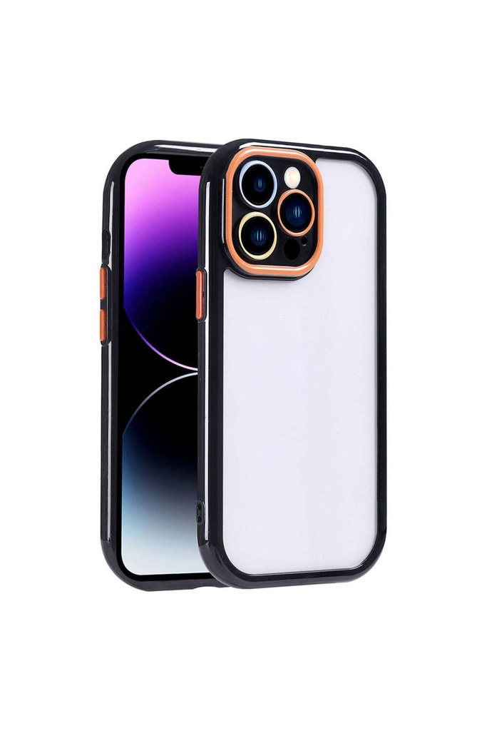 [RNZ-TA106423] Apple iPhone 14 Pro Max Uyumlu Kılıf Kamera Korumalı Renkli Kenar ve Çerçeve Tasarımlı Zore Vitamin Kapak (Siyah)