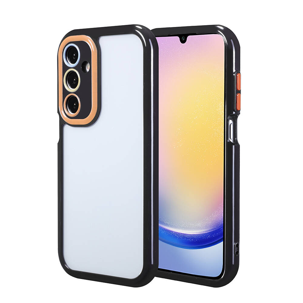 [RNZ-TA106331] Samsung Galaxy A25 Uyumlu Kılıf Kamera Korumalı Renkli Kenar ve Çerçeve Tasarımlı Zore Vitamin Kapak (Siyah)