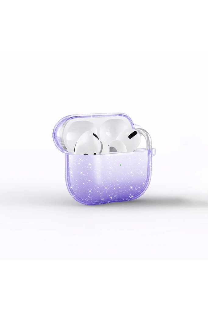 [RNZ-TA106468] Apple Airpods 3. Nesil Uyumlu Zore Allstar Airbag 32 Parlayan Simli Saydam Renkli Kılıf (Mor)