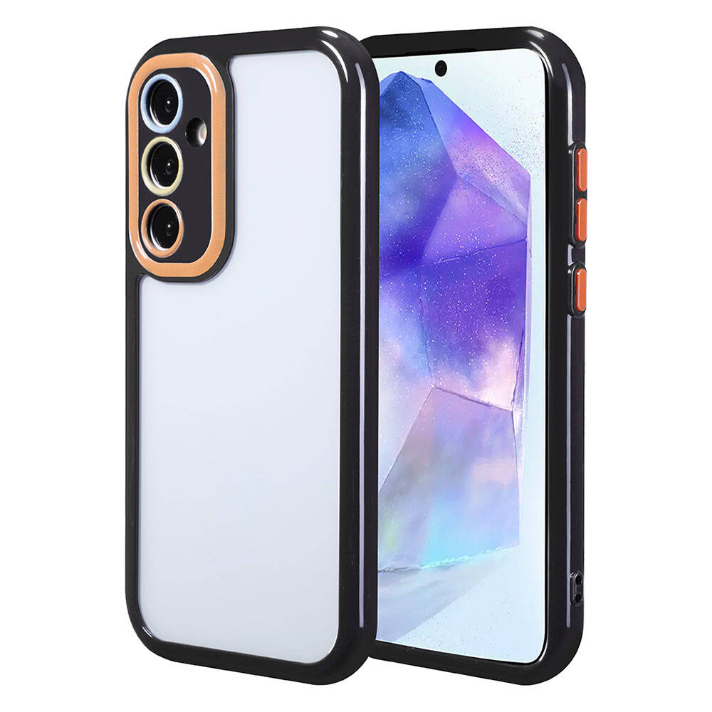 [RNZ-TA106351] Samsung Galaxy A55 Uyumlu Kılıf Kamera Korumalı Renkli Kenar ve Çerçeve Tasarımlı Zore Vitamin Kapak (Siyah)