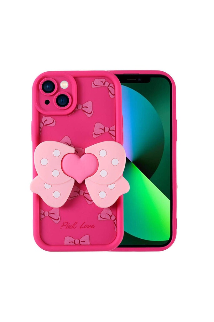 [RNZ-TA106448] Apple iPhone 13 Uyumlu Kılıf Kamera Korumalı Figür Tasarımlı Zore Kapya Kapak (Pembe Koyu)