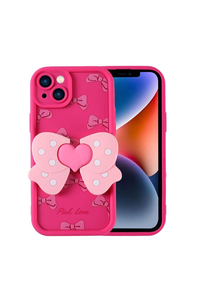 [RNZ-TA106451] Apple iPhone 14 Uyumlu Kılıf Kamera Korumalı Figür Tasarımlı Zore Kapya Kapak (Pembe Koyu)