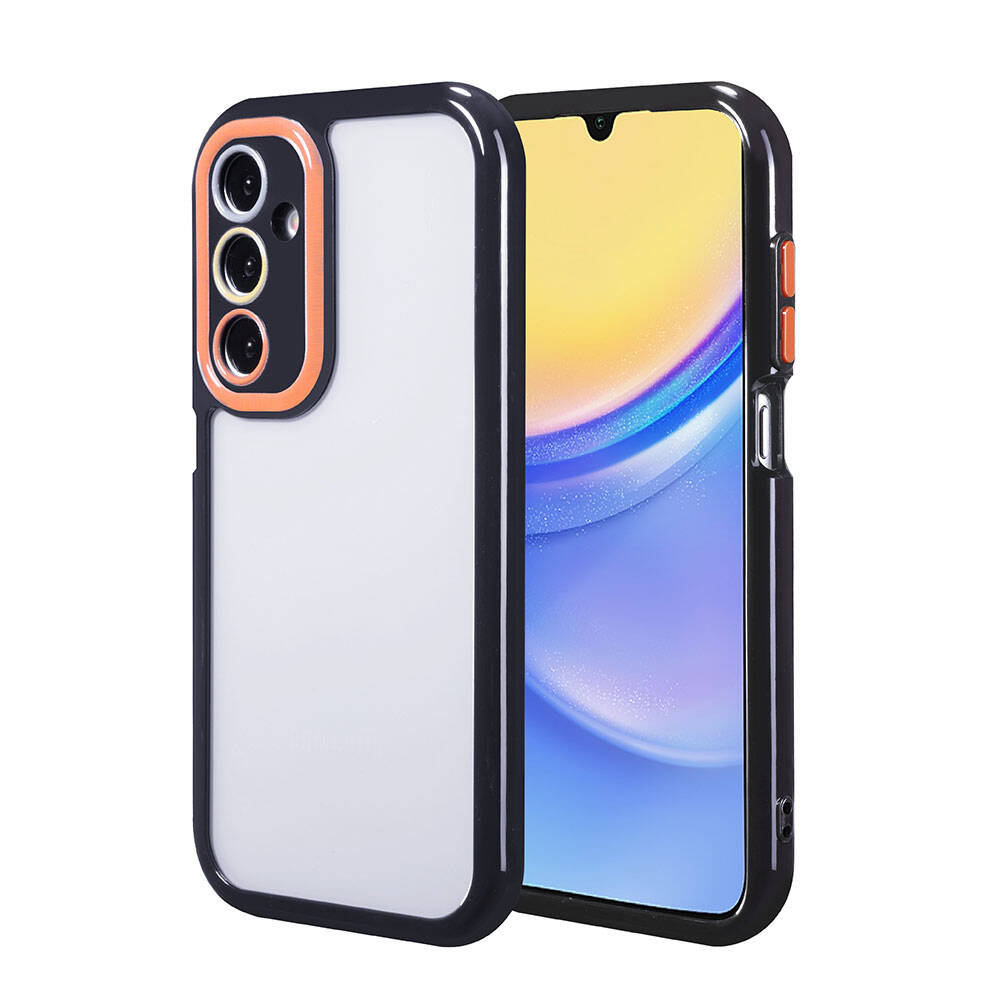 [RNZ-TA106327] Samsung Galaxy A15 Uyumlu Kılıf Kamera Korumalı Renkli Kenar ve Çerçeve Tasarımlı Zore Vitamin Kapak (Siyah)
