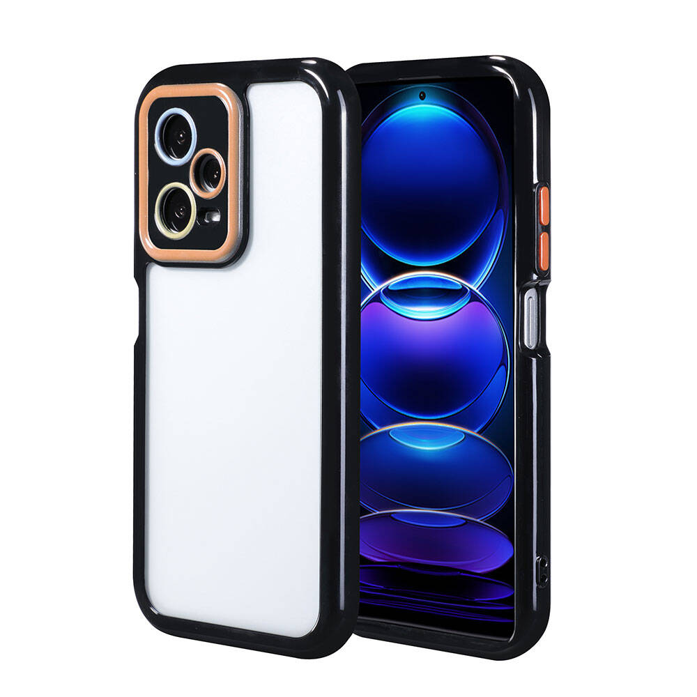 [RNZ-TA106383] Xiaomi Redmi Note 12 Pro 5G Uyumlu Kılıf Kamera Korumalı Renkli Kenar ve Çerçeve Tasarımlı Zore Vitamin Kapak (Siyah)