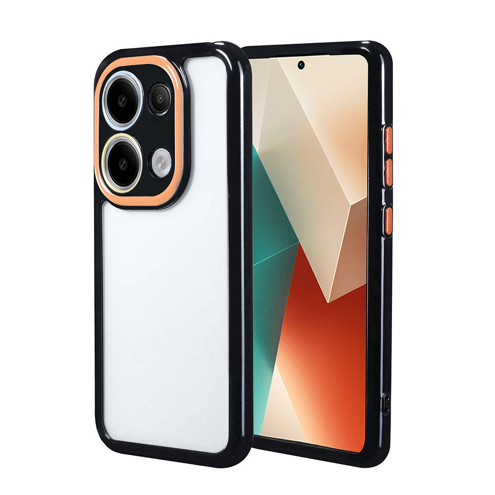 [RNZ-TA106391] Xiaomi Redmi Note 13 4G Uyumlu Kılıf Kamera Korumalı Renkli Kenar ve Çerçeve Tasarımlı Zore Vitamin Kapak (Siyah)