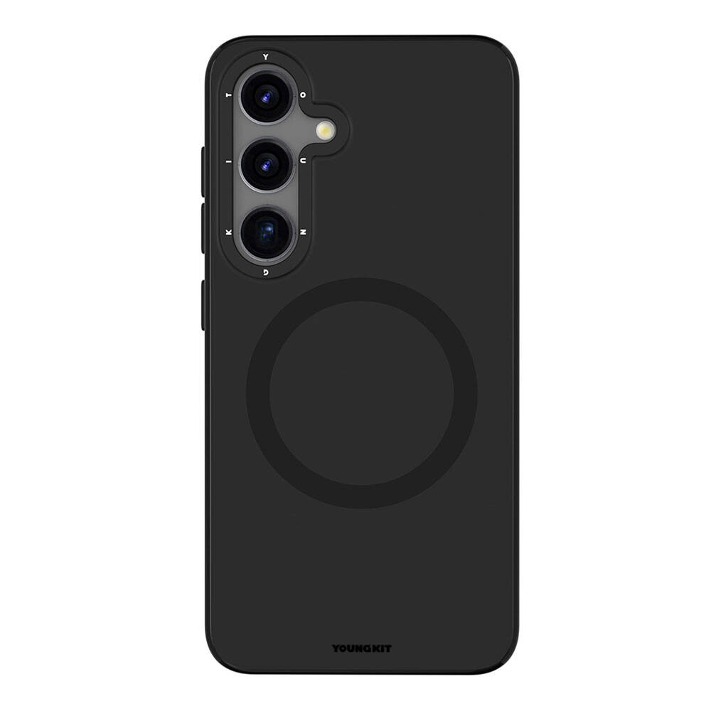 [RNZ-TA106540] Samsung Galaxy S24 Uyumlu Kılıf M-safe Şarj Özellikli Çizilmeye Ve Aşınmaya Dayanıklı Youngkit Velvet Serisi Kapak (Siyah)