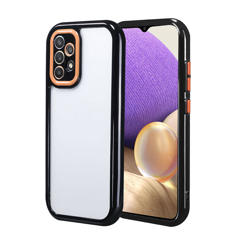 [RNZ-TA106335] Samsung Galaxy A32 4G Uyumlu Kılıf Kamera Korumalı Renkli Kenar ve Çerçeve Tasarımlı Zore Vitamin Kapak (Siyah)