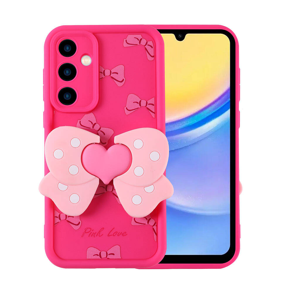 [RNZ-TA106439] Samsung Galaxy A15 Uyumlu Kılıf Kamera Korumalı Figür Tasarımlı Zore Kapya Kapak (Pembe Koyu)