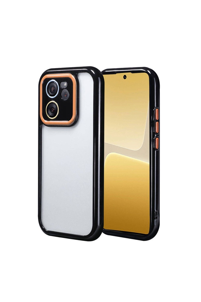 [RNZ-TA106407] Xiaomi Mi 13T Pro Uyumlu Kılıf Kamera Korumalı Renkli Kenar ve Çerçeve Tasarımlı Zore Vitamin Kapak (Siyah)