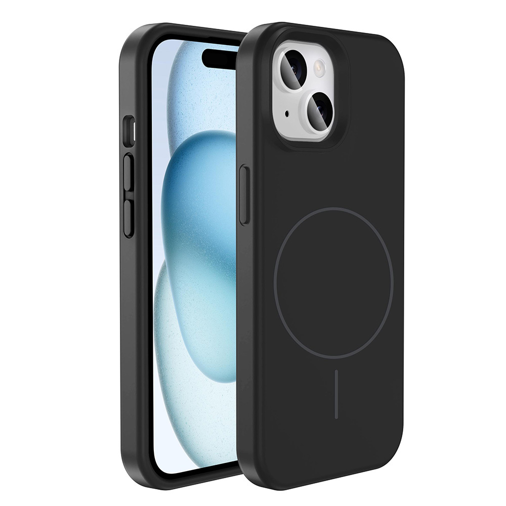 Apple iPhone 14 Uyumlu Kılıf M-safe Şarj Özellikli Sıvı Teknolojili Silinebilir Sert Zore Kivi Kapak