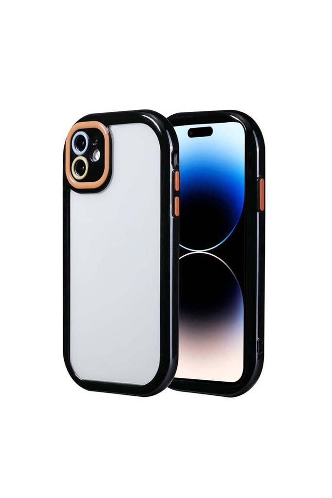 [RNZ-TA106411] Apple iPhone 11 Uyumlu Kılıf Kamera Korumalı Renkli Kenar ve Çerçeve Tasarımlı Zore Vitamin Kapak (Siyah)