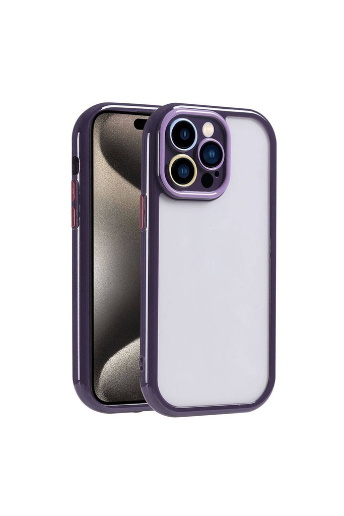 Apple iPhone 15 Pro Uyumlu Kılıf Kamera Korumalı Renkli Kenar ve Çerçeve Tasarımlı Zore Vitamin Kapak