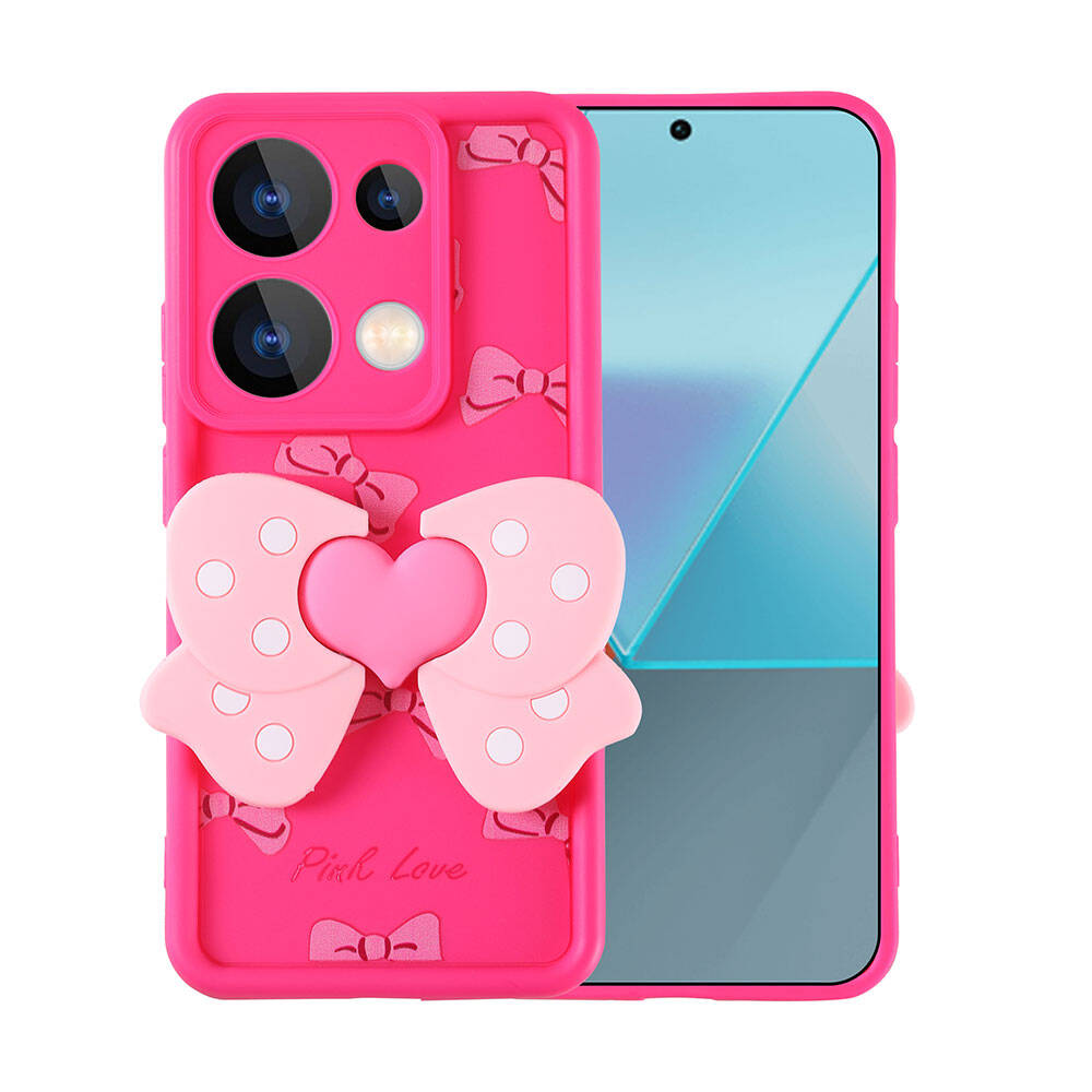 [RNZ-TA106454] Xiaomi Redmi Note 13 Pro 4G Uyumlu Kılıf Kamera Korumalı Figür Tasarımlı Zore Kapya Kapak (Pembe Koyu)