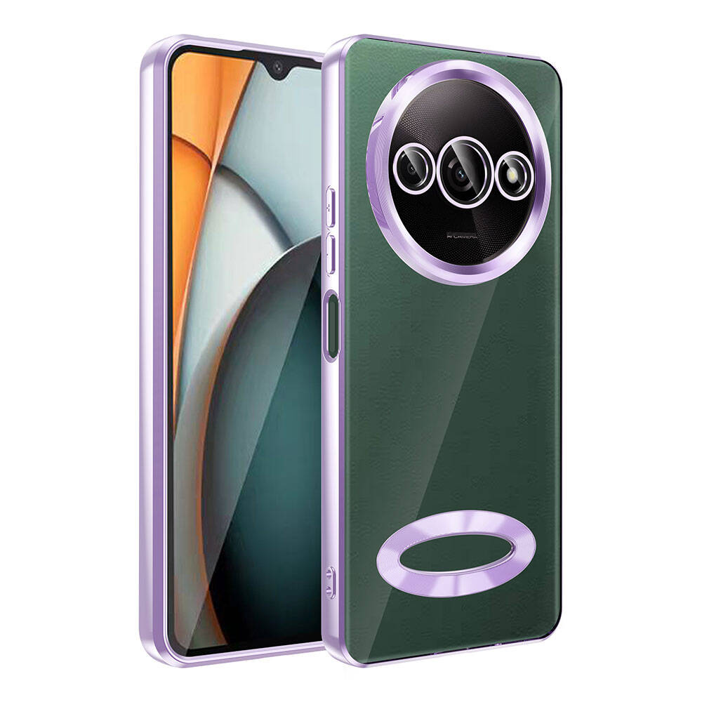 Xiaomi Redmi A3 4G 2024 Uyumlu Kılıf Silikon Kamera Korumalı Renkli Şeritli Logo Gösteren Zore Omega Kapak