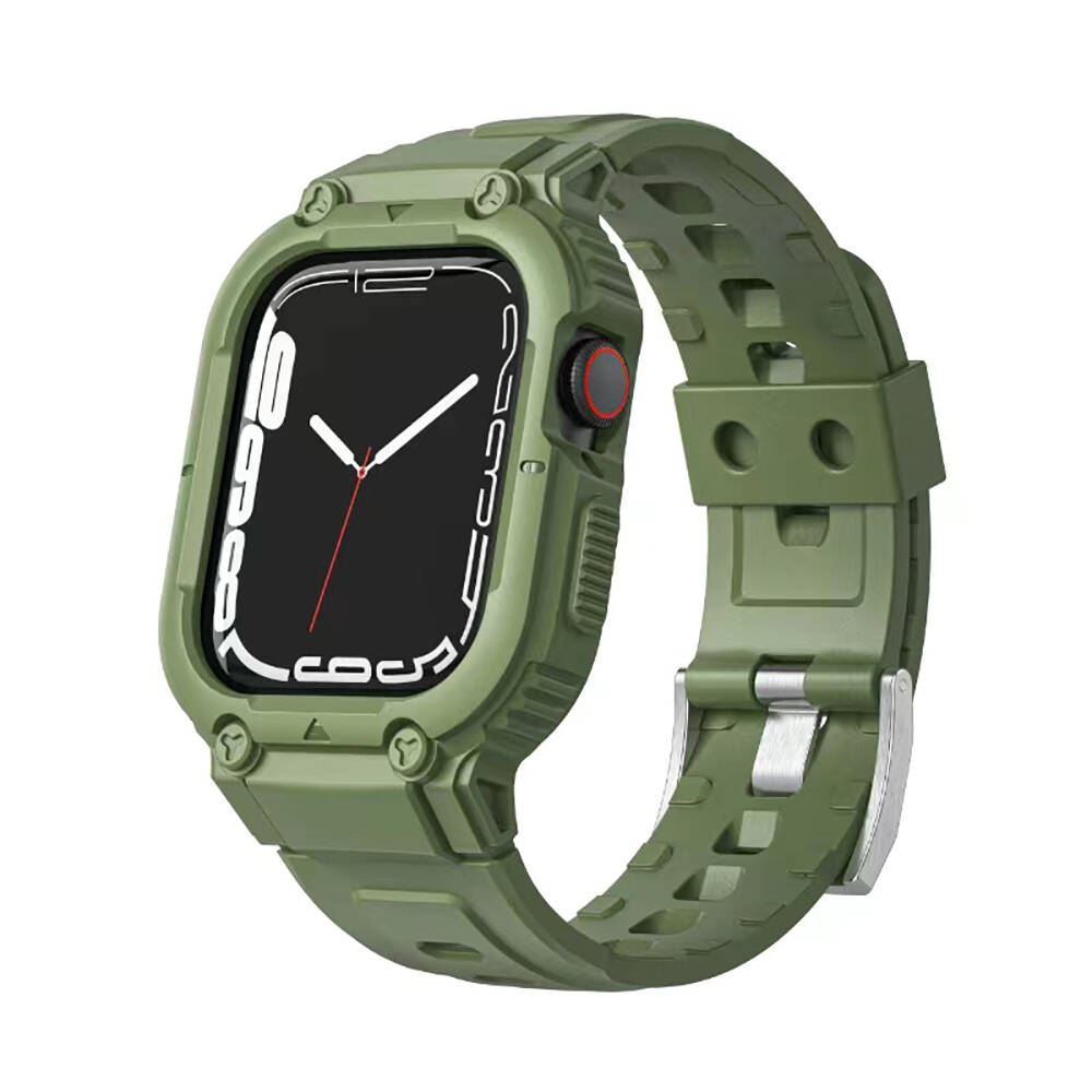 Apple Watch 44mm Uyumlu Wiwu Wi-WB014 Armor Serisi 2in1 Sert PC Kasa Koruyuculu Silikon Kordon