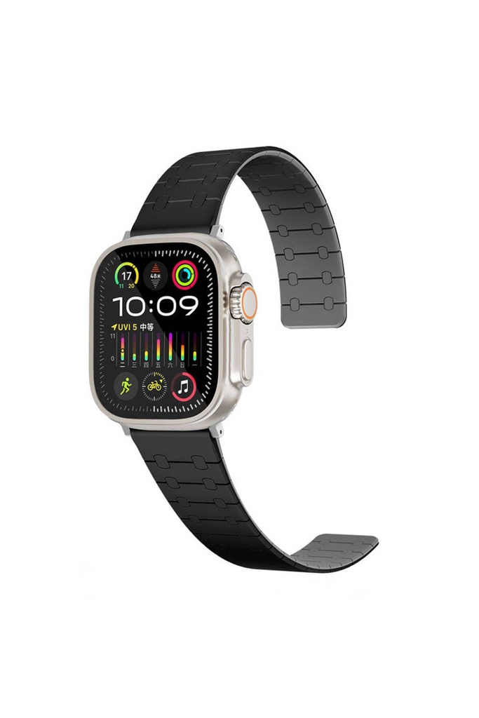 [RNZ-TA106685] Apple Watch 38mm Uyumlu Kordon Zore KRD-111 Çizgili Desenli Silikon Kordon (Siyah)