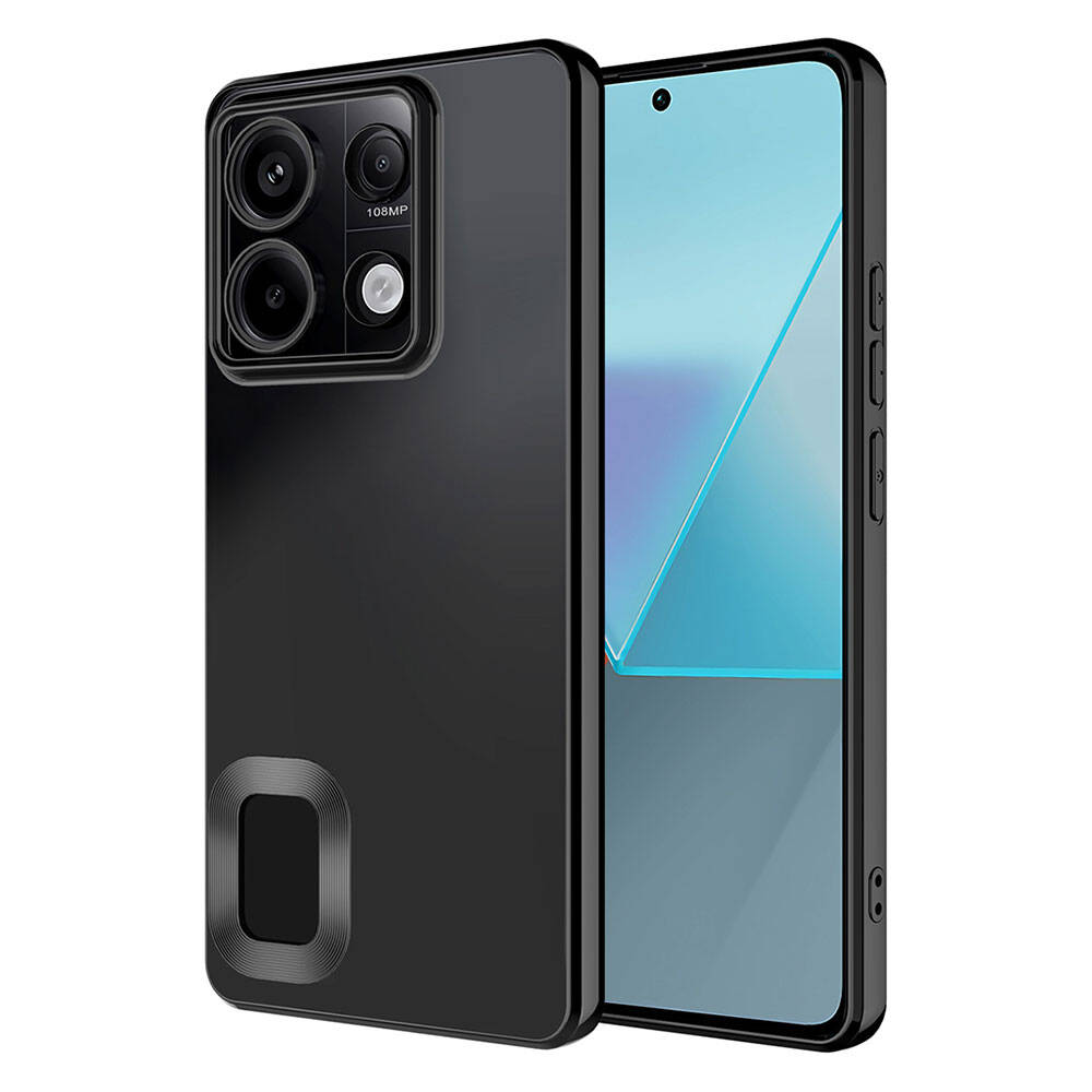 [RNZ-TA106551] Xiaomi Redmi Note 13 4G Uyumlu Kılıf Silikon Kamera Korumalı Renkli Şeritli Logo Gösteren Zore Omega Kapak (Siyah)
