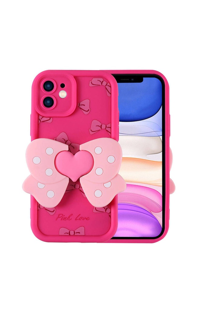 [RNZ-TA106572] Apple iPhone 11 Uyumlu Kılıf Kamera Korumalı Figür Tasarımlı Zore Kapya Kapak (Pembe Koyu)