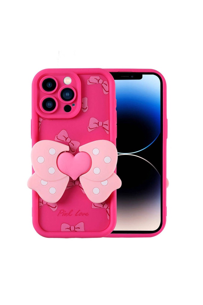 [RNZ-TA106578] Apple iPhone 14 Pro Uyumlu Kılıf Kamera Korumalı Figür Tasarımlı Zore Kapya Kapak (Pembe Koyu)