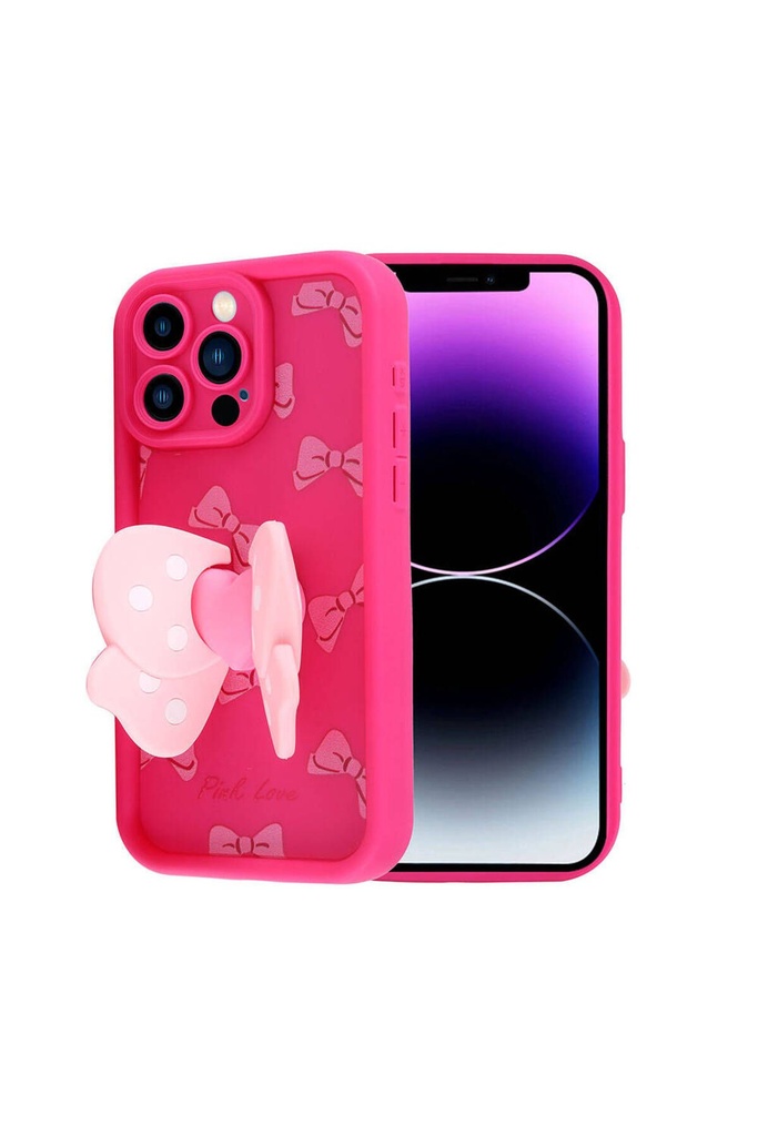 [RNZ-TA106581] Apple iPhone 14 Pro Max Uyumlu Kılıf Kamera Korumalı Figür Tasarımlı Zore Kapya Kapak (Pembe Koyu)