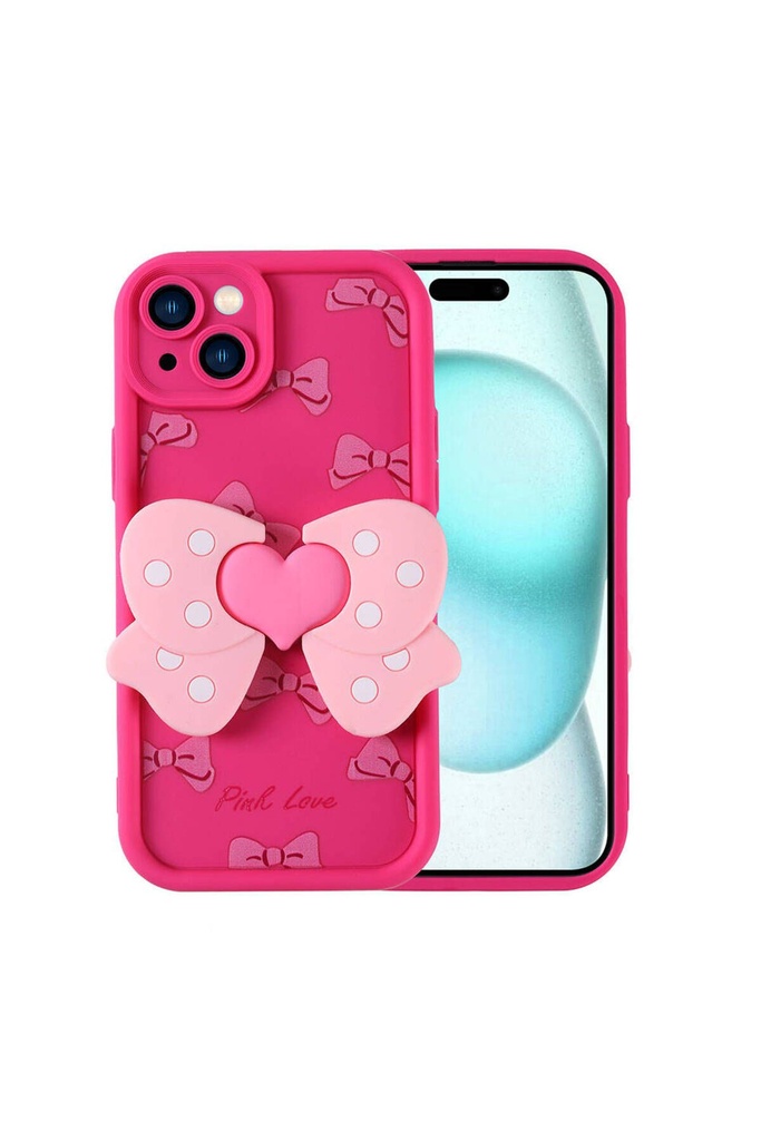 [RNZ-TA106587] Apple iPhone 15 Plus Uyumlu Kılıf Kamera Korumalı Figür Tasarımlı Zore Kapya Kapak (Pembe Koyu)