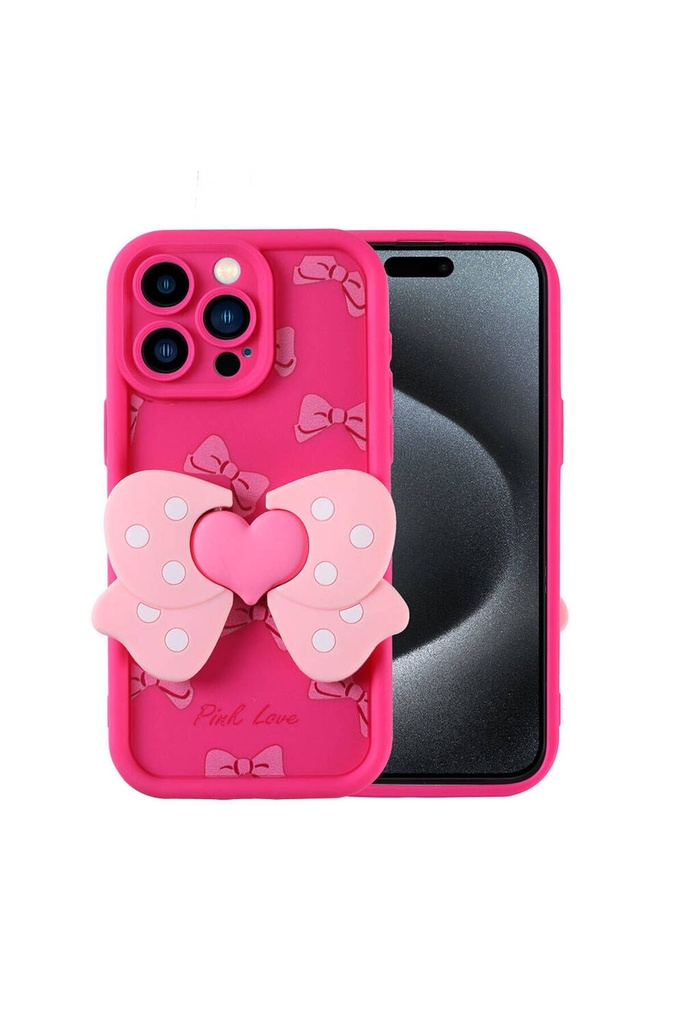 [RNZ-TA106593] Apple iPhone 15 Pro Max Uyumlu Kılıf Kamera Korumalı Figür Tasarımlı Zore Kapya Kapak (Pembe Koyu)